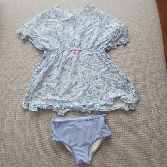 RuffleButts Floral Swim Cover-Up and bottoms - Picture 1 of 5